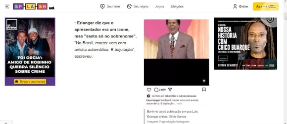 Boninho curtiu a polêmica publicação, segundo um print que circula nas redes sociais e que foi repercutido pelo portal UOL