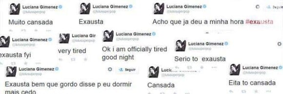 Luciana Gimenez vivia muito cansada no Twitter