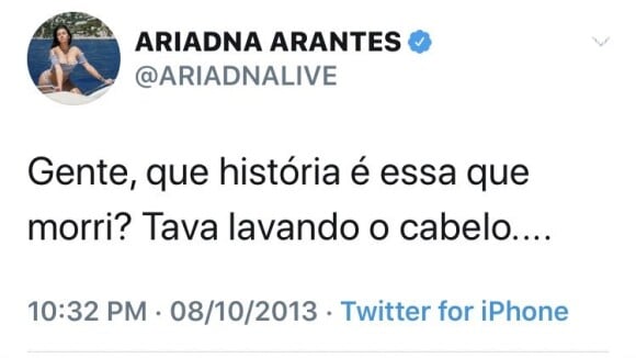 E quando Ariadna, ex-'BBB', morreu, mas passava bem?