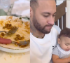 Diversão em família! Bruna Biancardi mostra Neymar dando comida e Mavie toda lambuzada: 'A zona que eles fazem'