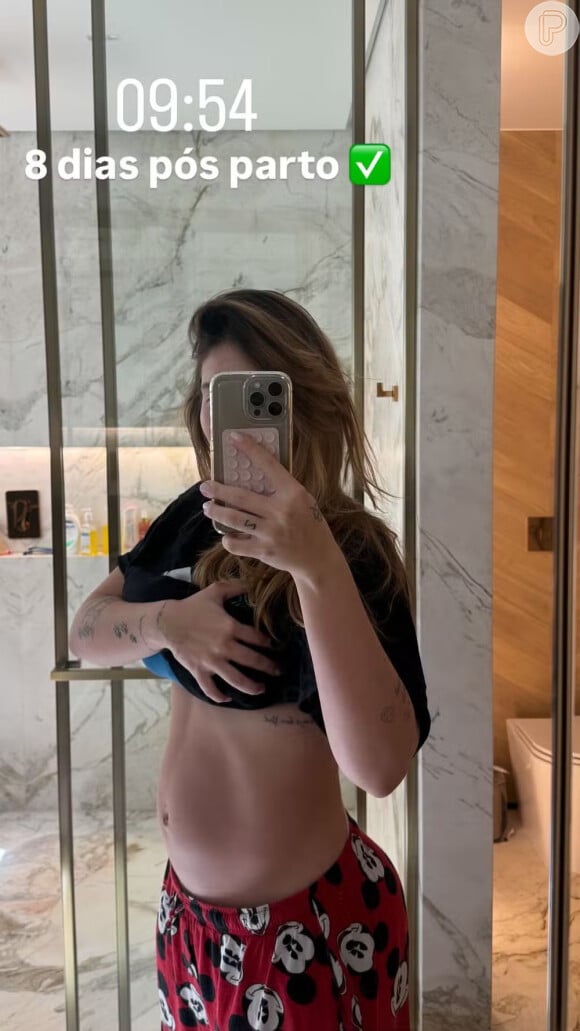 Nesta segunda (16), Virgínia Fonseca impressionou ao revelar o tamanho da barriga 8 dias após dar à luz