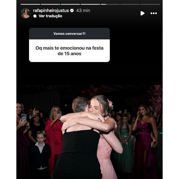 Rafa Justus também confessou que o momento mais emocionante da celebração foi a participação de Fabiana Justus