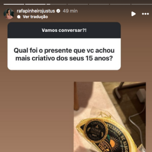 Rafa Justus disse ter ganhado metade de um queijo e achou a situação muito inusitada