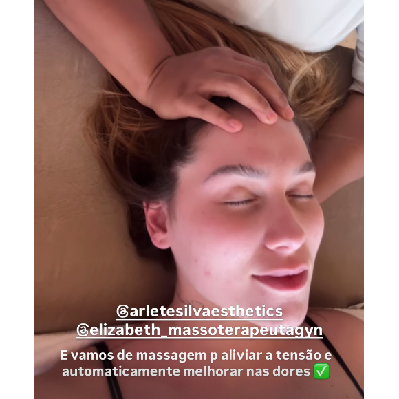 Virgínia Fonseca compartilhou novos detalhes da barriga nesta quarta-feira (25) após uma sessão de massagem