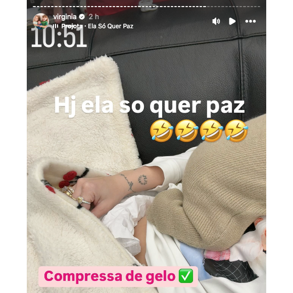 Virgínia Fonseca contou que, devido ao inchaço, vai permanecer em repouso nesta quinta-feira (26) e fazendo compressas de gelo