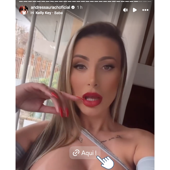 Ao som de 'Baba', da Kelly Key, Andressa Urach valorizou seus seios com 1 litro de silicone e o corpo definido