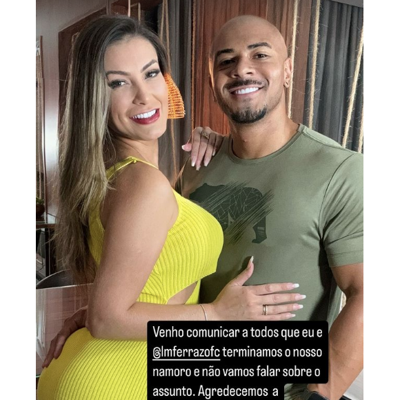 Andressa Urach anunciou a separação nas redes sociais e garantiu que não falará mais sobre o assunto