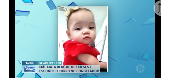 Sofia, com 10 meses, foi assassinada pela mãe com chumbinho. O corpo dela ficou congelado em um freezer por 30 dias