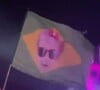 O rosto de Maria Flor estampou uma bandeira levada ao festival de música Tomorrowland