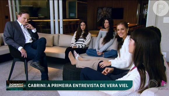 As filhas de Vera Viel e Rodrigo Faro participaram da entrevista ao 'Domingo Espetacular'