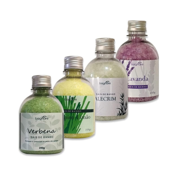 Kit Sais De Banho Hidro Relaxante Refrescante 4 Aromas, Bagnare