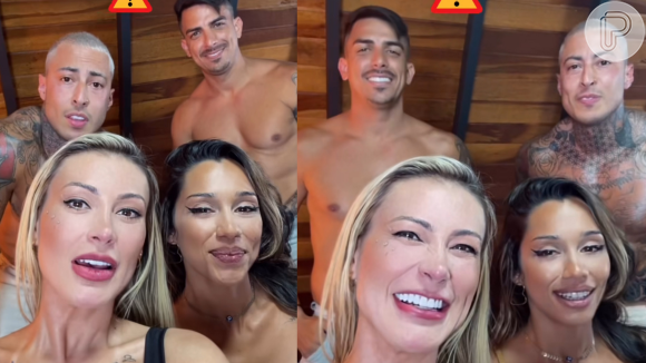 Sem a namorada e o filho, Andressa Urach grava pornô com affair e casal liberal: 'A noite vai ser longa'