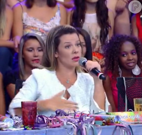 Fernanda Souza foi uma das juradas do concurso Musa do Carnaval, 'Caldeirão do Huck ', 14 de fevereiro de 2015