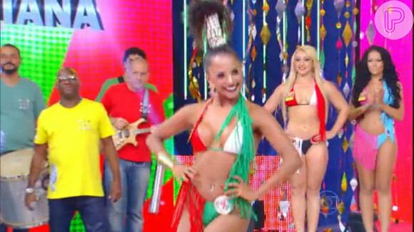 Tarine Lopes, representante da X-9 Paulistana, foi eleita a Musa do Carnaval de São Paulo, 'Caldeirão do Huck ', 14 de fevereiro de 2015