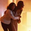 Úrsula (Silvia Pfeifer) e Maria Ines (Christiane Torloni) foram salvas por Samantha (Claudia Raia) de uma explosão em um shopping, em 'Alto Astral'