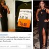 O vestido usado por Anitta foi vendido por R$ 349,90, mas chegou a custar R$ 79,90 na promoção