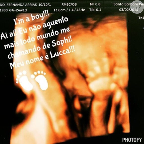 Inicialmente, Fernanda Machado acreditou estar grávida de uma menina, Sophia, mas um novo exame revelou que o bebê é um menino