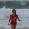 Fernanda Vasconcellos faz treino funcional na praia do Pepino, em São Conrado, no Rio