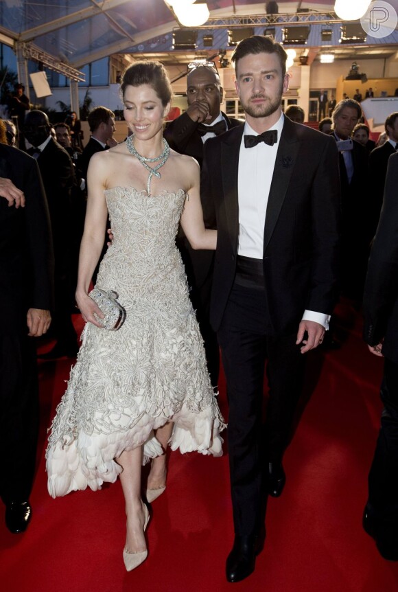 Justin Timberlake e Jessica Biel assistem à apresentação de 'Inside Llewyn Davis' em Cannes, filme do qual Justin participa como ator