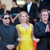 John Travolta, Uma Thurman e Quentin Tarantino foram juntos à exibição de 'Pulp Fiction' no Festival de Cannes 2014, em comemoração aos 20 anos do filme
