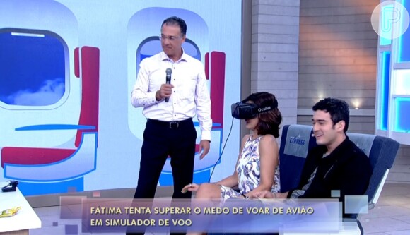 Fátima Bernardes enfrenta simulação de voo no 'Encontro': Levemente zonza'