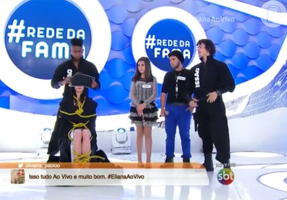 Maisa Silva participou do 'Programa da Eliana' neste domingo, 14 de junho de 2015. A apresentadora teen usou um vestido com babadinho