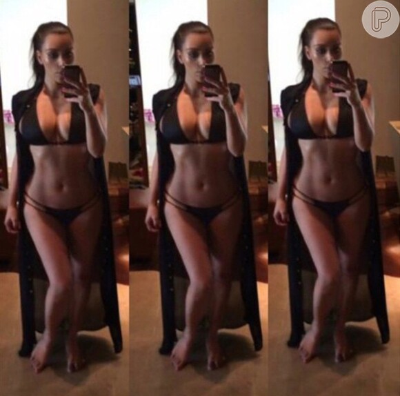 Kim Kardashian mostra boa forma em fotos de biquíni