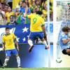 Fred, autor do primeiro gol da Seleção Brasileira no jogo contra o Uruguai, também comemorou a classificação da seleção