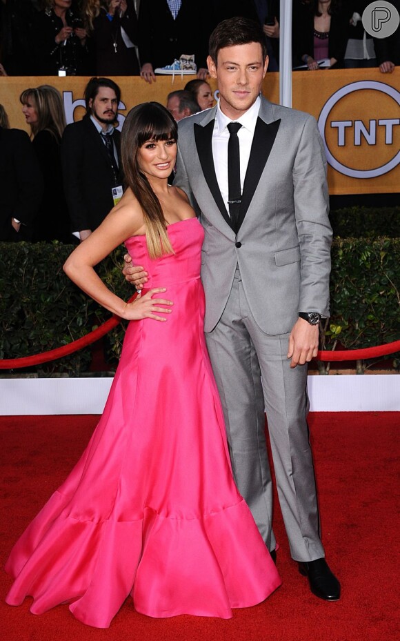Cory Monteith e a namorada, Lea Michele, marcaram presença em um evento, em Los Angeles, na Califórnia