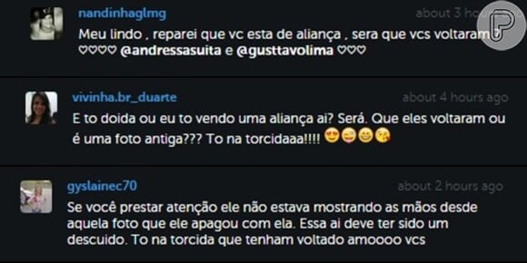 Fãs de Gusttavo Lima questionaram na conta de Instagram do cantor se ele e Andressa Suita se reconciliaram.