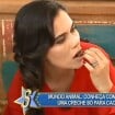 Daniela Albuquerque experimenta comida de cachorro em programa de TV: 'Gostoso'