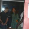 Rihanna esteve em uma churrascaria da Zona Sul do Rio, na noite de domingo, 27 de setembro de 2015. Com uma roupa transparente, que deixou à mostra o seu biquíni, a artista provocou uma grande confusão entre seguranças e fotógrafos
