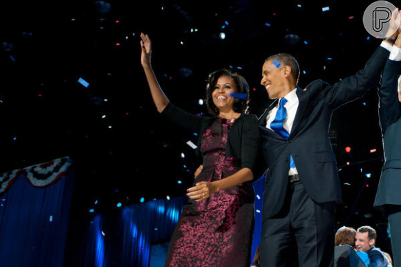 Barack Obama e sua companheira, Michelle Obama, comemoram a reeleição do presidente americano