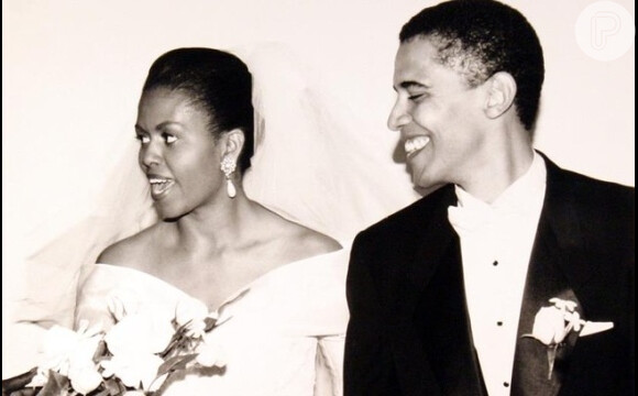 Barack e Michelle no dia em que se casaram, em outubro de 1992