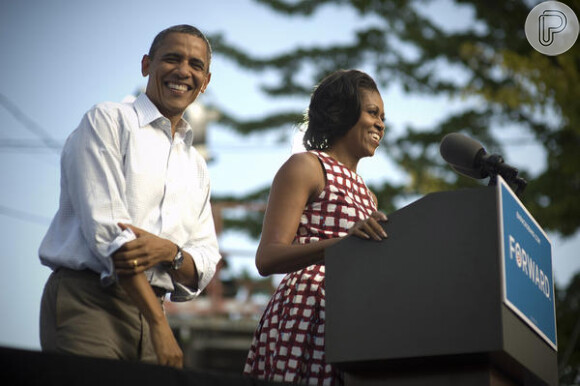Michelle Obama discursou apoiando o marido. Ela marca presença nos eventos políticos e também demonstra carinho nas redes sociais