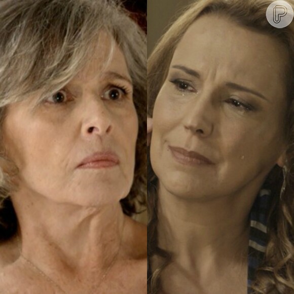 Emília (Ana Beatriz Nogueira) revela para Vitória (Irene Ravache) que é sua filha, na novela 'Além do Tempo', em 22 de dezembro de 2015