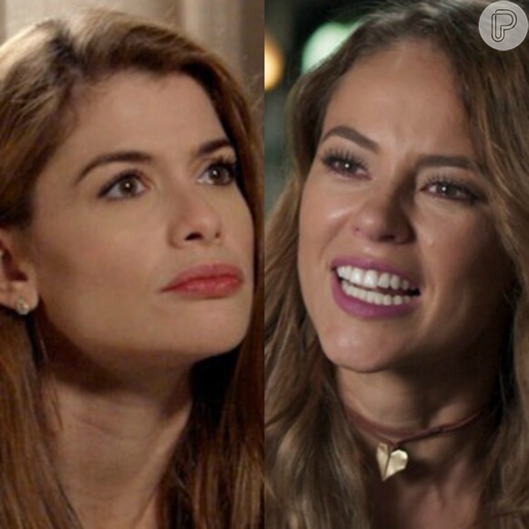 Melissa (Paolla Oliveira) e Lívia (Alinne Moraes) se enfrentam e trocam ofensas durante uma discussão, na novela 'Além do Tempo', em dezembro de 2015