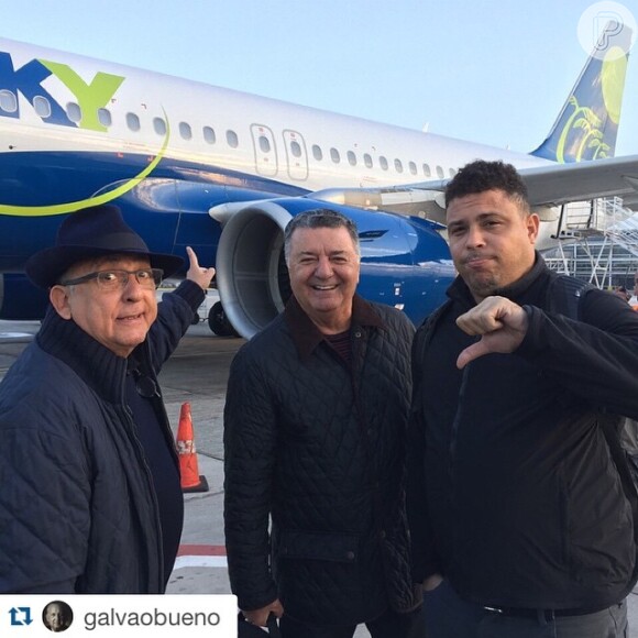 Ronaldo, Galvão Bueno e Arnaldo Cézar Coelho enfrentaram turbulência em avião no Chile, em junho