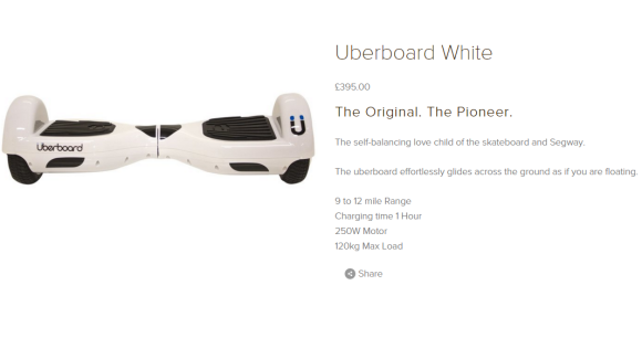 O uberboard de Ludmilla está à venda no site da marca por aproximadamente R$ 2.300