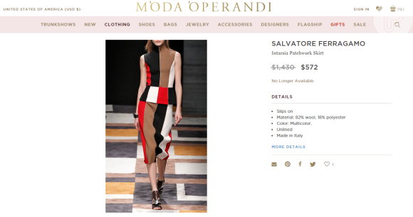 Em promoção, o modelo pode ser adquirido no site Moda Operandi por US$ 572, equivalente a R$ 2.228