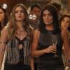 Carolina (Juliana Pae) e Cassandra (Juliana Paiva) comemoram o sucesso da sabotagem contra Eliza (Marina Ruy Barbosa), na novela 'Totalmente Demais'