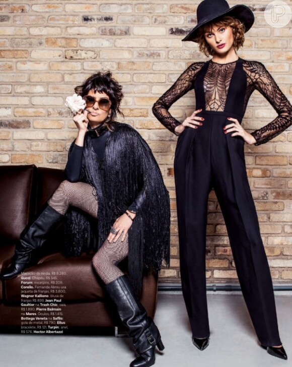 A cantora Fernanda Abreu e a top model brasileira Isabeli Fontana em editorial da revista 'Vogue', inspirado no festival Rock in Rio 2013 e com os artistas que vão se apresentar lá
