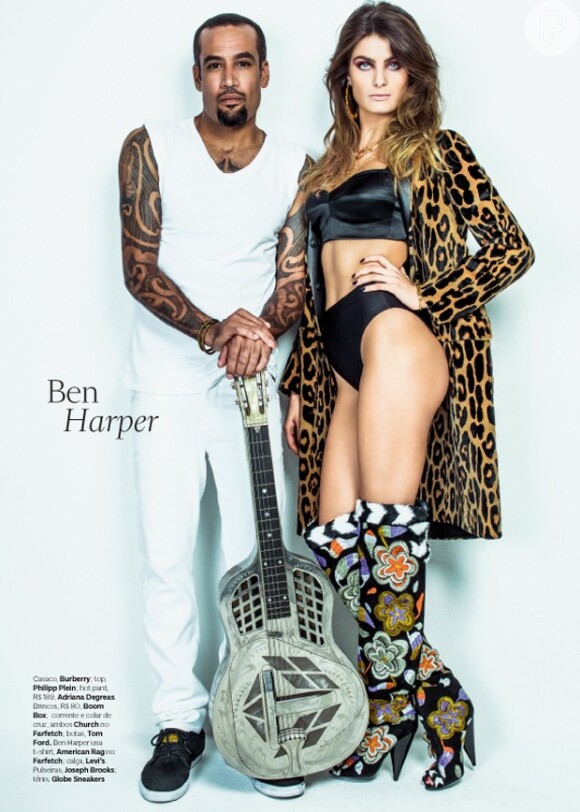 O cantor californiano Ben Harper e a top model brasileira Isabeli Fontana estampam a capa de setembro da revista 'Vogue', com editorial especial inspirado no festival Rock in Rio 2013