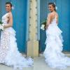 Vestido de noiva de Ester (Grazi Massafera) tem trabalho artesanal: a renda foi feita à mão com fitilhos, em 'Flor do Caribe'