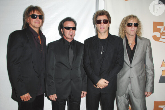 Da esq. para a dir.: O guitarrista Richie Sambora, o baterista Tico Torres, o vocalista Jon Bon Jovi e o tecladista David Bryan