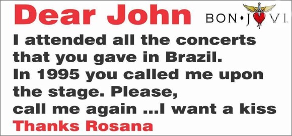 Rosana exibiu no Facebook o cartaz que mostraria a Bon Jovi no Rock in Rio alguns dias antes do show