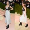 Selena Gomez usou um vestido da grife Louis Vuitton e coturno no MET Gala nesta segunda-feira, dia 02 de maio de 2016