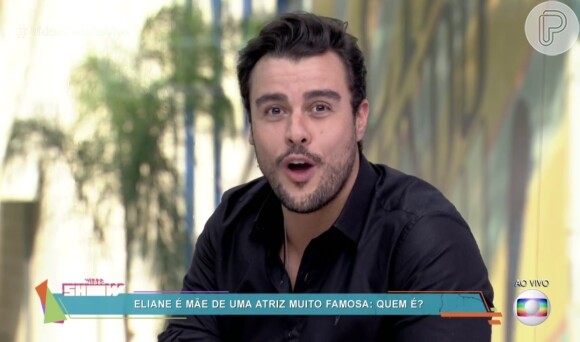 Joaquim Lopes se surpreendeu com a resposta da mãe de Camila Queiroz, Eliane, no 'Vídeo Show': 'Ela gostava de cegonho?'