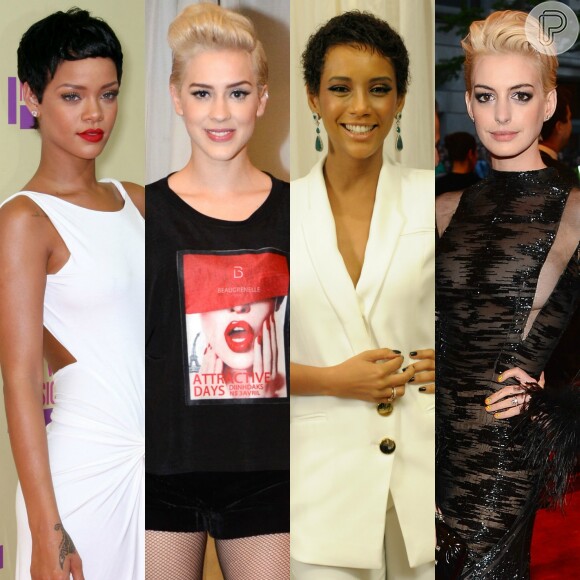Rihanna, Sophia Abrahão, Taís Araújo e Anne Hathaway já adotaram o corte de cabelo no estilo 'joãozinho'. Confira mais famosas que já exibiram o visual!