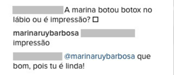 Marina Ruy Barbosa nega ter feito preenchimento labial